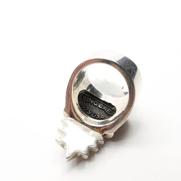King Baby Studio Carved Jet Arrowhead In Sawtooth Ring Fine Silver .925 Size 7 - Picture 7 of 12